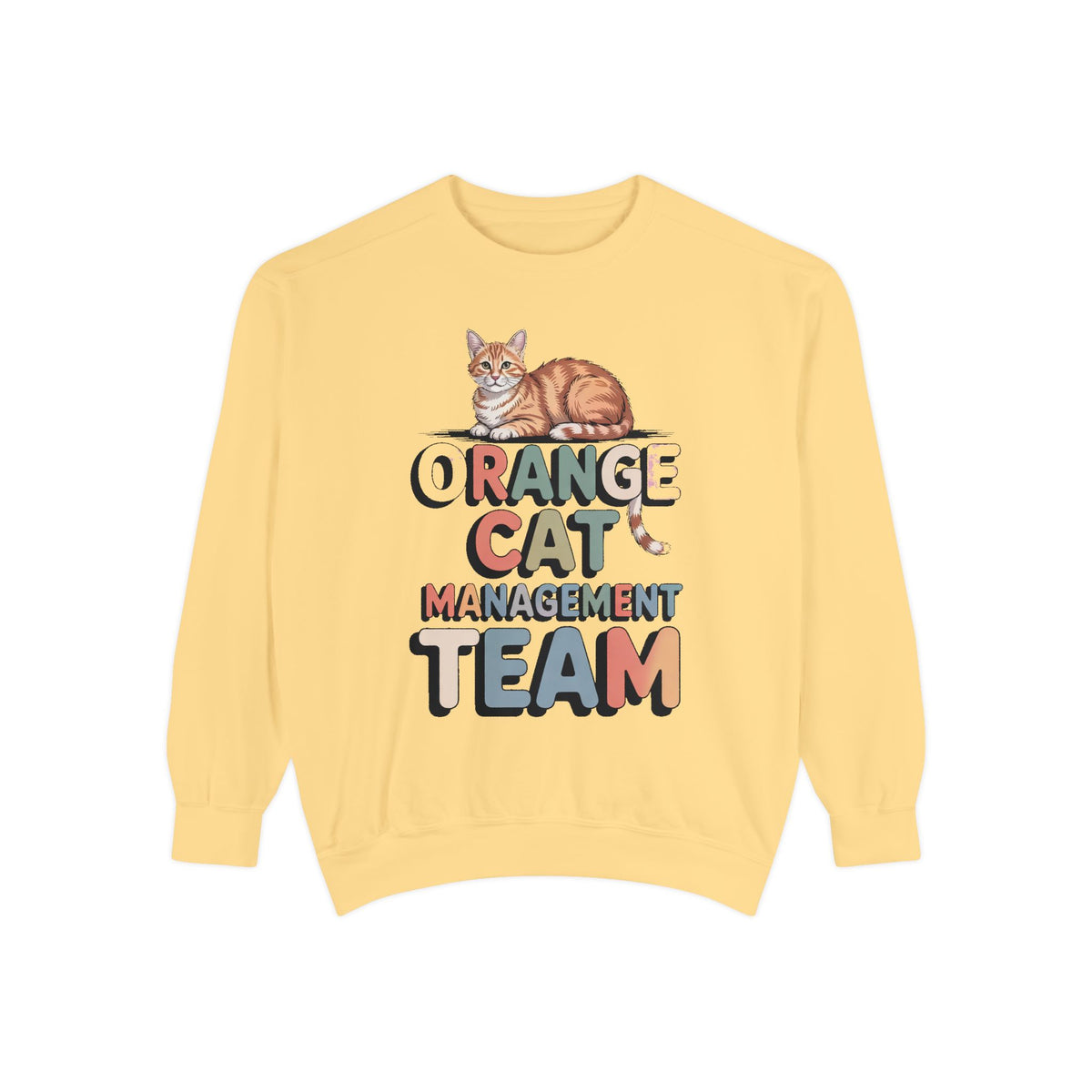 Orange Cat Mom Sweatshirt, Orange Cat Management Team Crewneck, Funny Family Roles Gift, Retro Cat Lover Sweater, Cat Mom Gift, Embroidered…