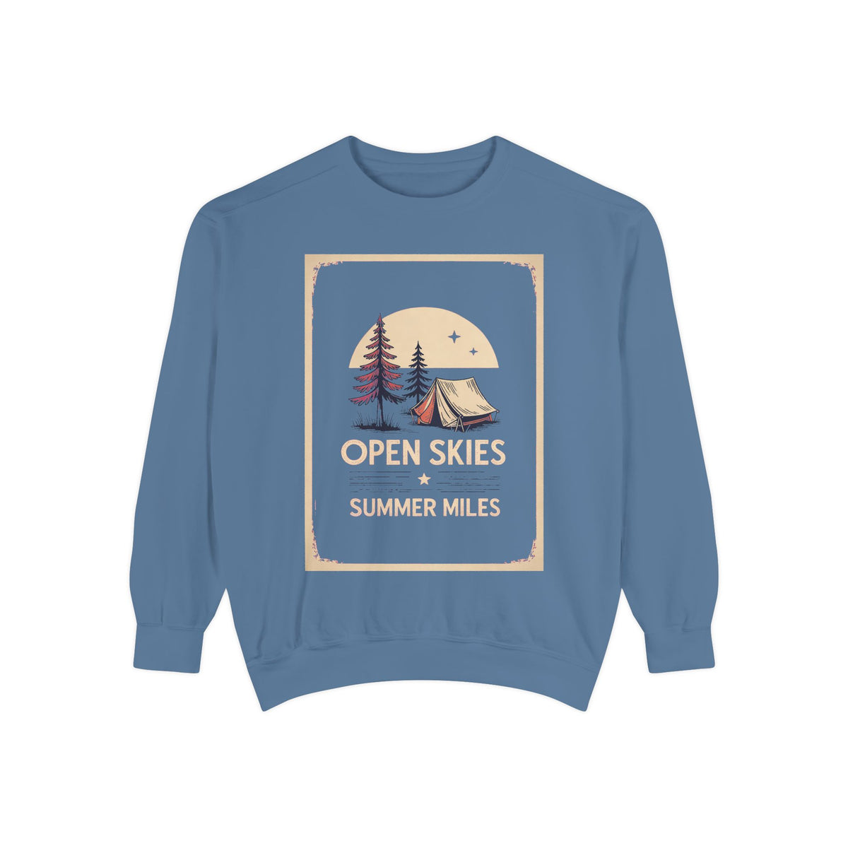 Camping Sweatshirt, Fourth of July Gift, Open Skies Summer Miles Crewneck, 4th of July Camping Tee, Patriotic Outdoor Sweatshirt, Camper Gi…