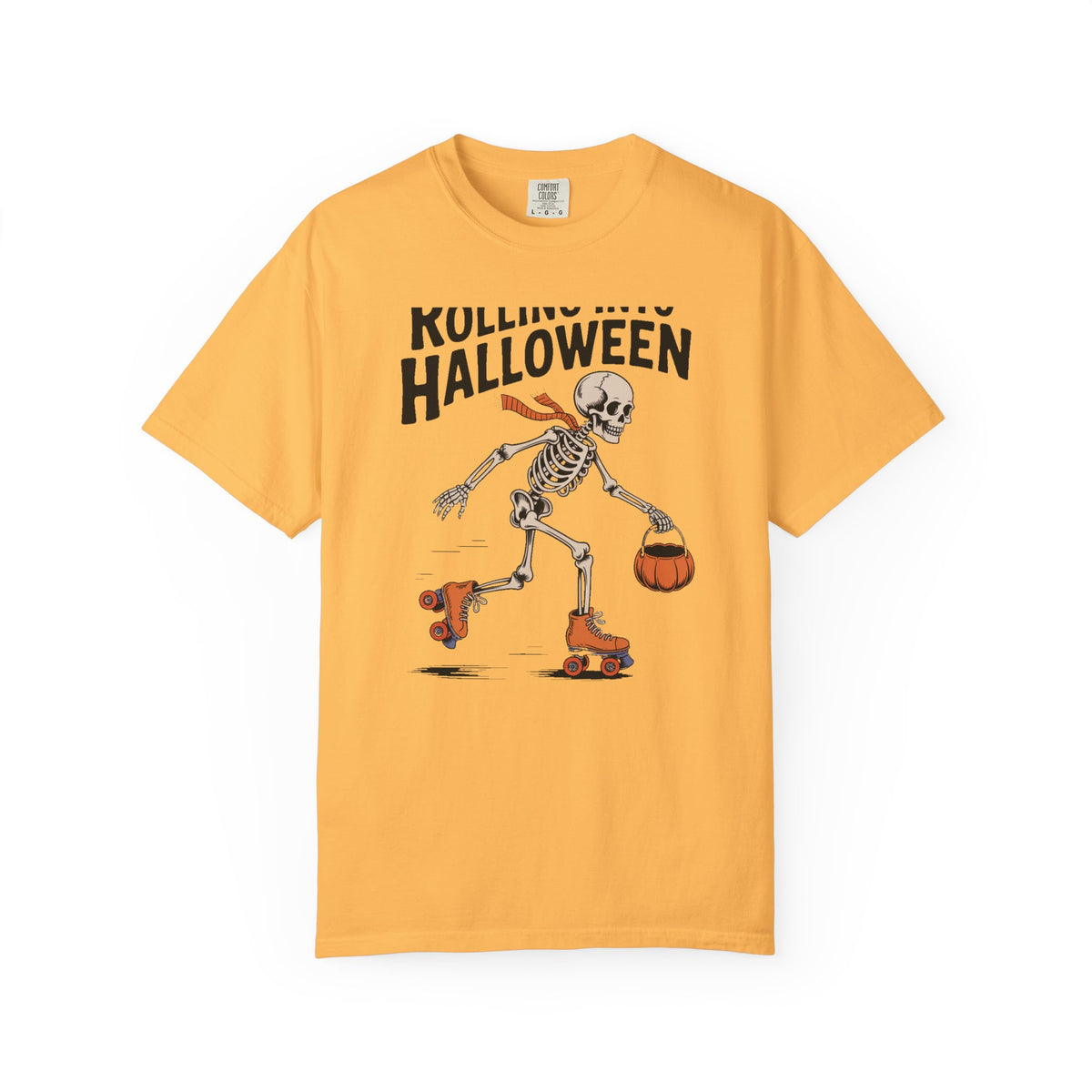 Rolling Into Halloween Skeleton Shirt, Retro Roller Skate Skeleton Tee, Funny Halloween T-Shirt, Vintage Spooky Season Gift