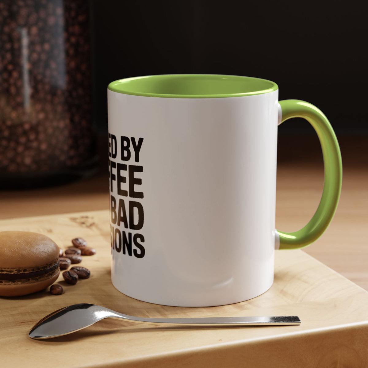 Fueled By Coffee And Bad Decisions Mug, Funny Sarcastic Coffee Cup, Bold Typography Mug, Coworker Gift, Sarcastic Coffee Lover Gift