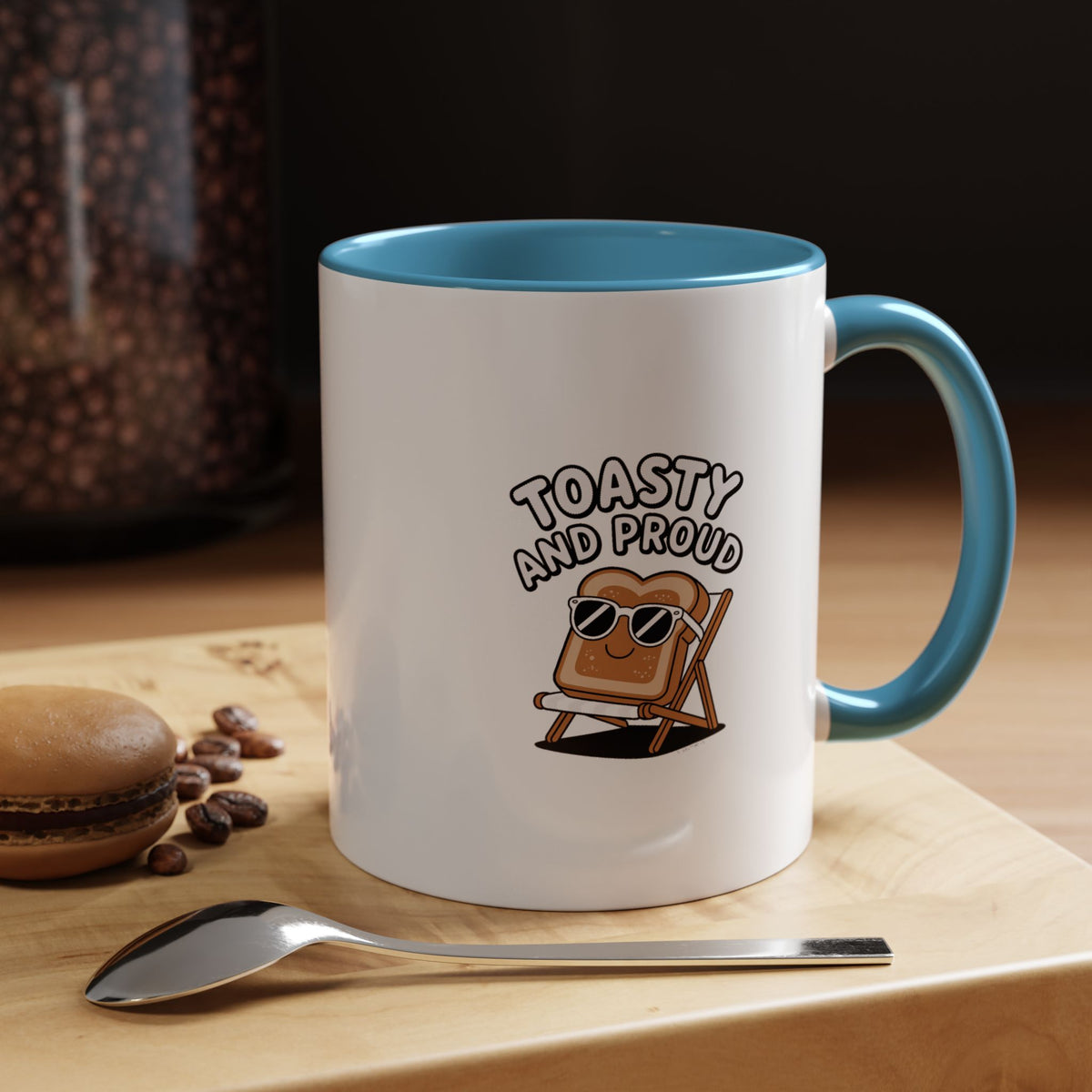 Toasty And Proud Mug, Funny Toast Sunglasses Coffee Mug, Cute Breakfast Lover Gift, Beach Chair Toast Cup, Funny Kitchen Mug