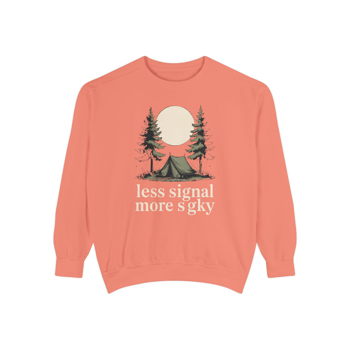 Camper Sweatshirt, Less Signal More Sky, Camping Gift For Campers, Outdoor Hobby Crewneck, Nature Lover Gift, Vintage Camp Sweatshirt